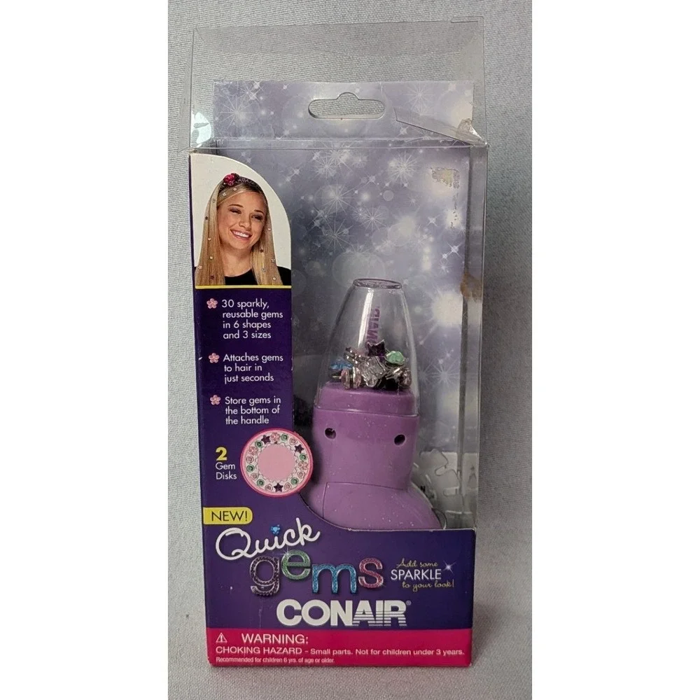 Conair Quick Gems Hair Jeweler Girls OS Purple Good Battery Operated HJ5 Sparkle